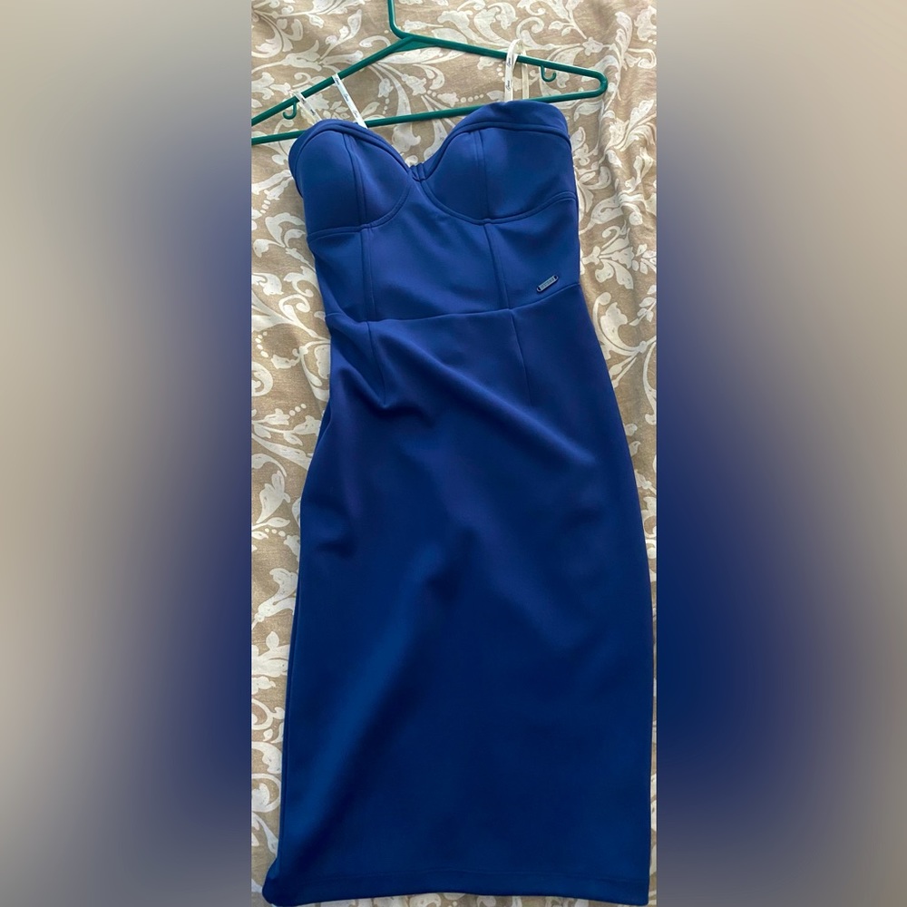 Guess strapless sweetheart dress Royal blue